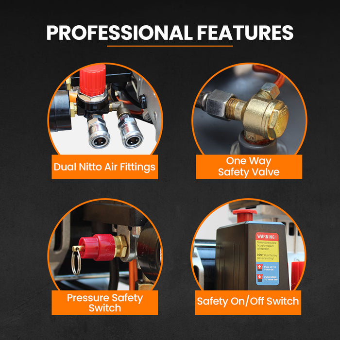 2Hp 50L Silent Oil-Free Portable Electric Air Compressor Vertical For Airtools Tyre Inflation