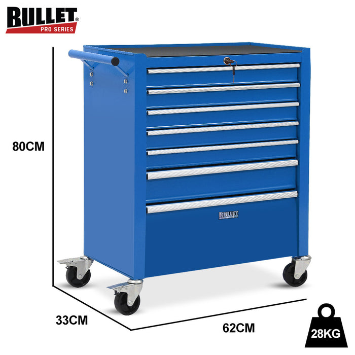 Pro 7 Drawer Tool Box Cabinet Trolley Storage Toolbox Garage Organiser Set Blue