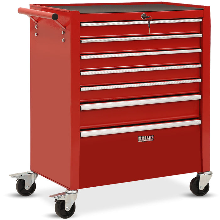 7 Drawer Tool Box Cabinet Trolley Storage Toolbox Garage Organiser Set Red