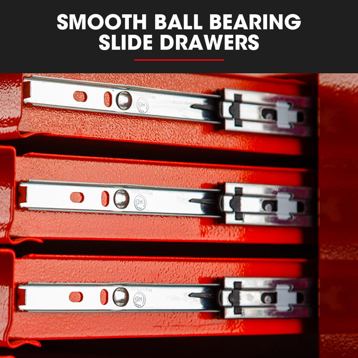 7 Drawer Tool Box Cabinet Trolley Storage Toolbox Garage Organiser Set Red