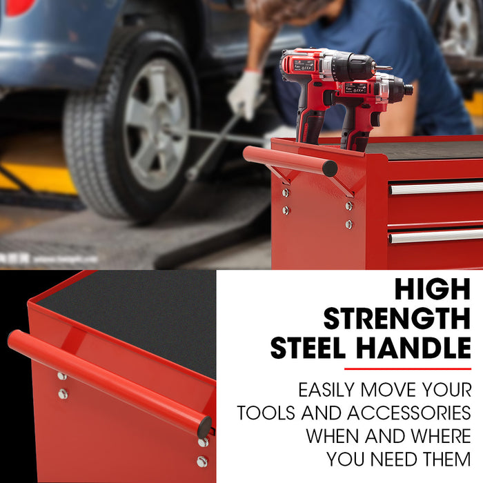 7 Drawer Tool Box Cabinet Trolley Storage Toolbox Garage Organiser Set Red