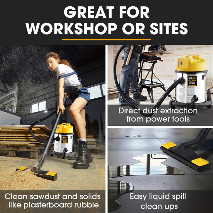 20L 1400W Wet And Dry Vacuum Cleaner With Blower For Car Workshop Carpet