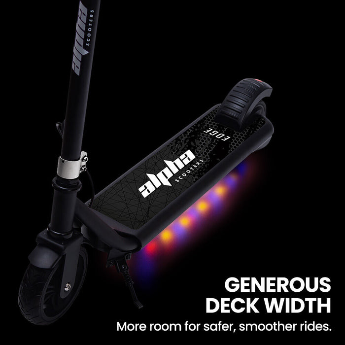 Edge Electric Scooter Kids & Teens Adjustable Handlebars 3 Speed Modes Dual Foot E-Brake Bluetooth Music Led Black