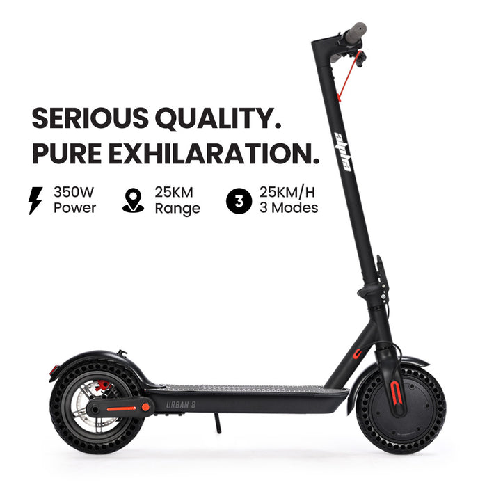 Urban 8 Electric Scooter Suspension 25Km Range 8.5-Inch Wheels Brushless Motor Motorised Commuter Escooter For Adults Black