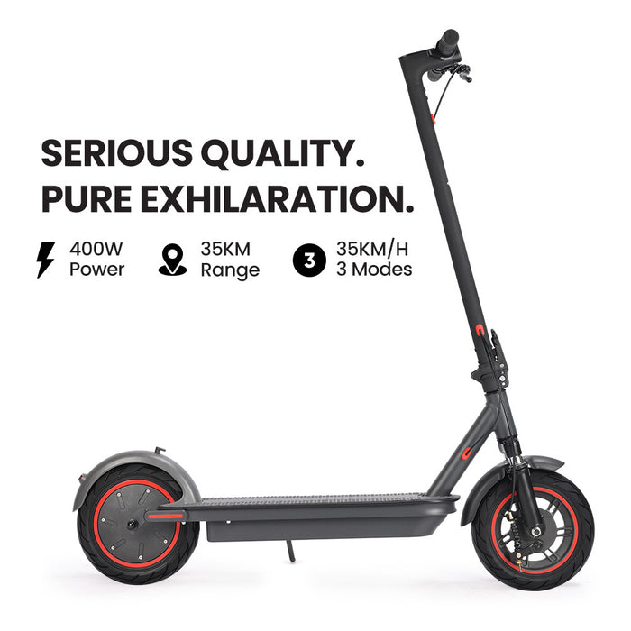 Urban 10 Electric Scooter 35Km / H Suspension 35Km Range 10-Inch Wheels Brushless Motor Free App Motorised Commuter Escooter For Adults Grey