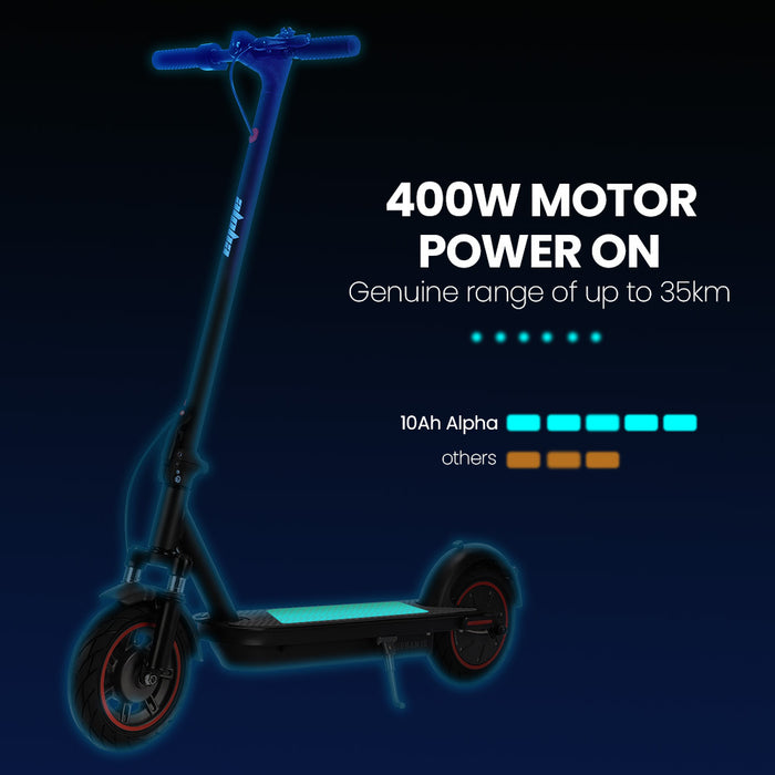Urban 10 Electric Scooter 35Km / H Suspension 35Km Range 10-Inch Wheels Brushless Motor Free App Motorised Commuter Escooter For Adults Grey