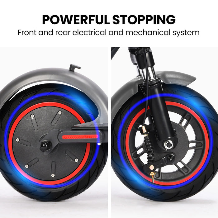 Urban 10 Electric Scooter 35Km / H Suspension 35Km Range 10-Inch Wheels Brushless Motor Free App Motorised Commuter Escooter For Adults Grey