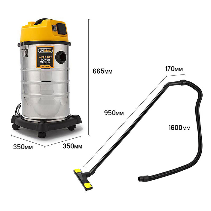 30L Wet And Dry Vacuum Cleaner Blower Bagless 2000W Drywall Vac