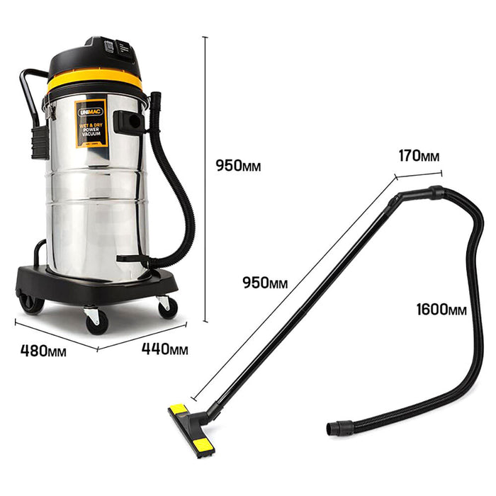 60L Wet And Dry Vacuum Cleaner Bagless Industrial Grade Drywall Vac