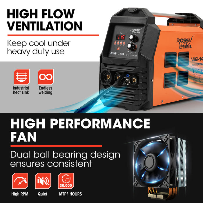 140A Mig / Mag / Mma / Arc / Tig Multi-Purpose Welder Mig-140 Flux / Solid Wire / Co2 Or Argon Gas