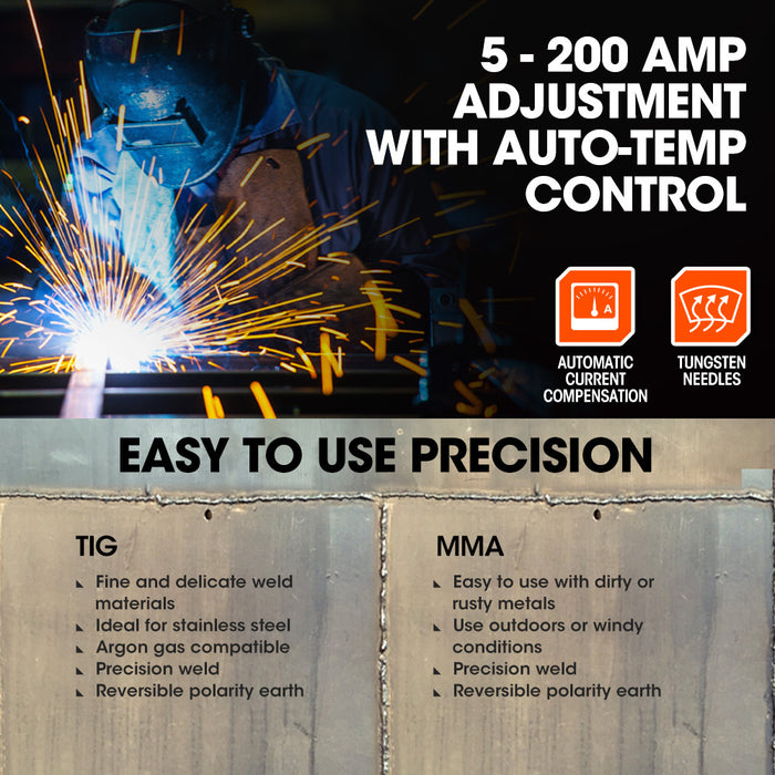 Nextgentig / Mma 200A Welder Tig-200 Ar Gas Hf Start Regulator Included