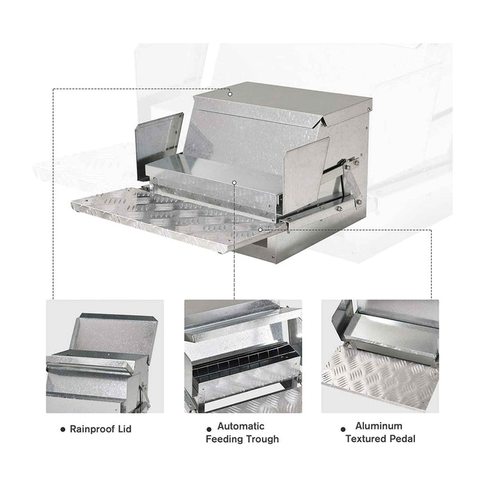 9Kg Automatic Chook Chicken Feeder Poultry Auto Treadle Aluminium Metal Feeders