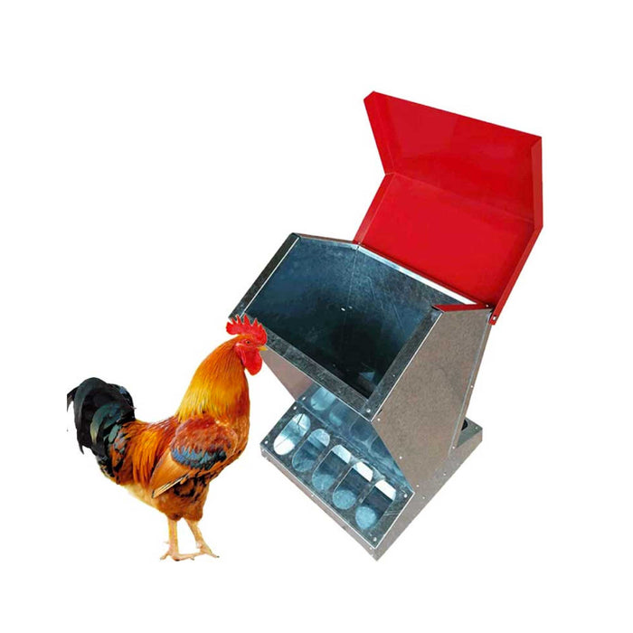 10Kg Automatic Chook Chicken Feeder Poultry Auto Trough Galvanised Metal Feeders