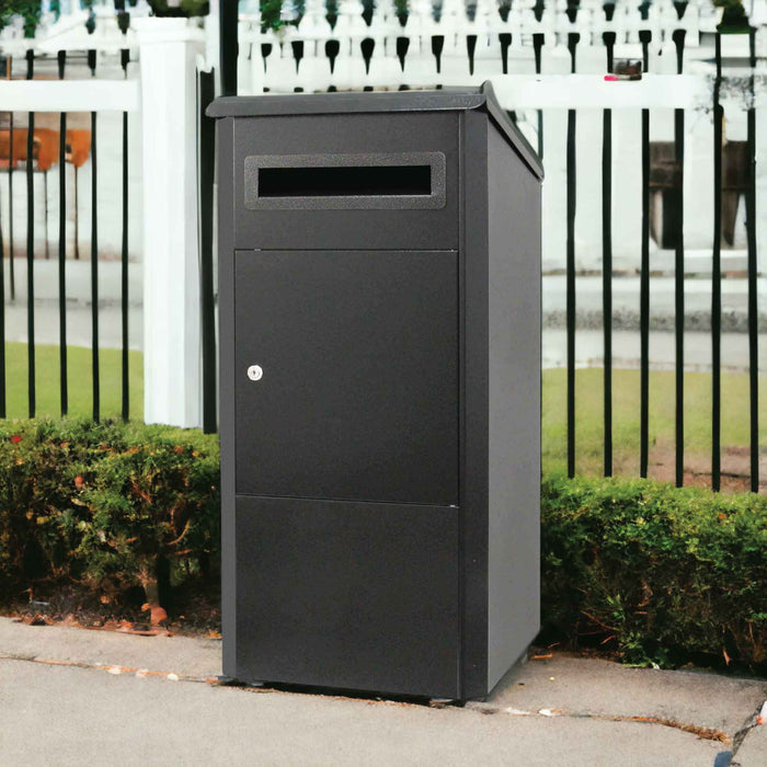 Parcel Delivery Drop Box Mailbox - Secure Home Package Locker 38X38X90Cm Black