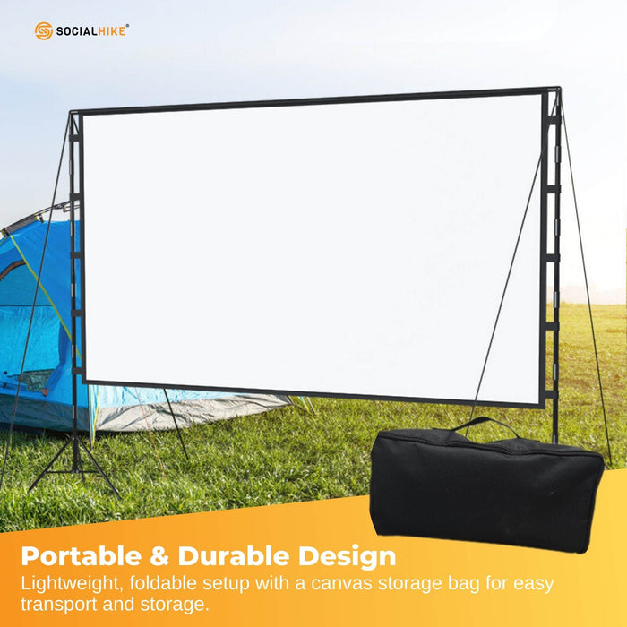 120 Inch Portable Movie Projector Screen - Outdoor Indoor 16 9 4K Tripod Stand Case