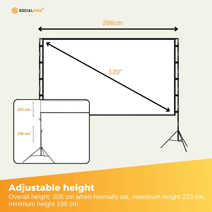 120 Inch Portable Movie Projector Screen - Outdoor Indoor 16 9 4K Tripod Stand Case