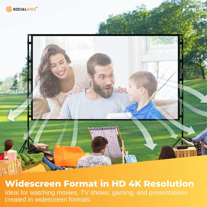 120 Inch Portable Movie Projector Screen - Outdoor Indoor 16 9 4K Tripod Stand Case