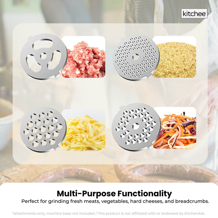 Kitchee Meat Food Grinder Sausage Attachment - Compatible With Kitchenaid Mixers