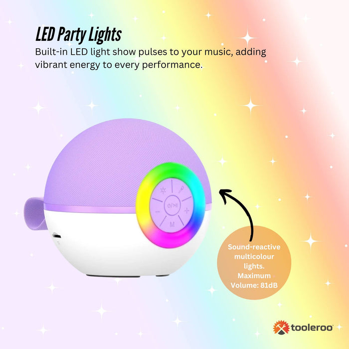 Mini Karaoke Machine - 2X Wireless Microphones Portable Bluetooth Speaker Purple