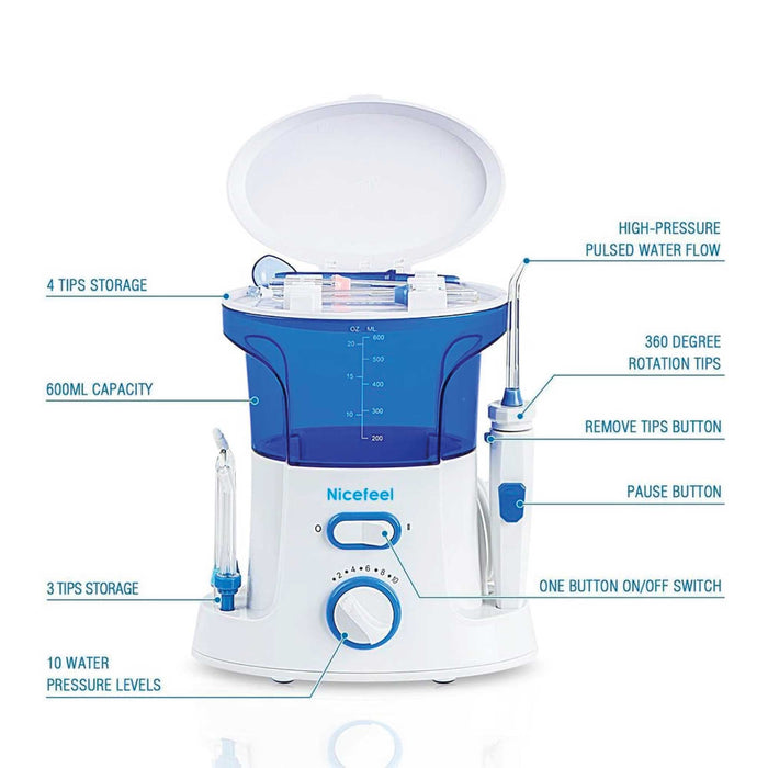 600Ml Dental Water Flossing Teeth Flosser - Electric Oral Tooth Irrigator Cleaner