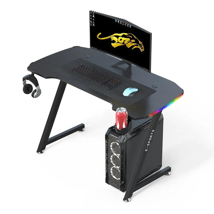 140Cm New Arrive Computer Table Z Shaped Gaming Desk With Rgb Led Lights Gaming Tables