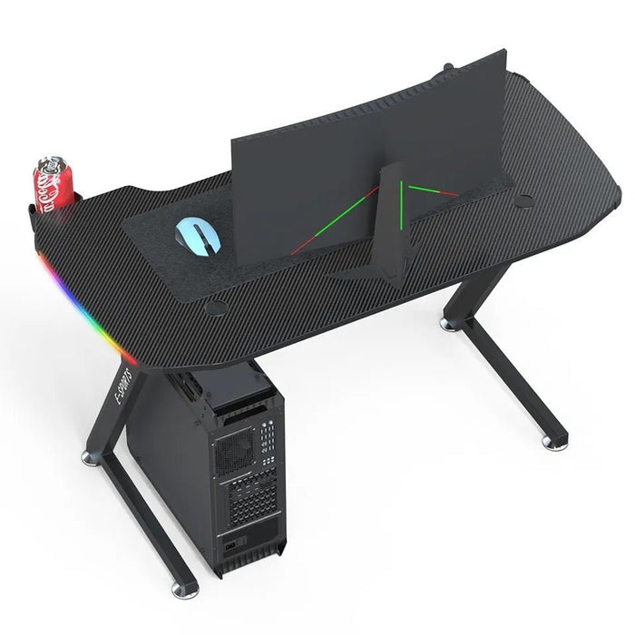 140Cm New Arrive Computer Table Z Shaped Gaming Desk With Rgb Led Lights Gaming Tables