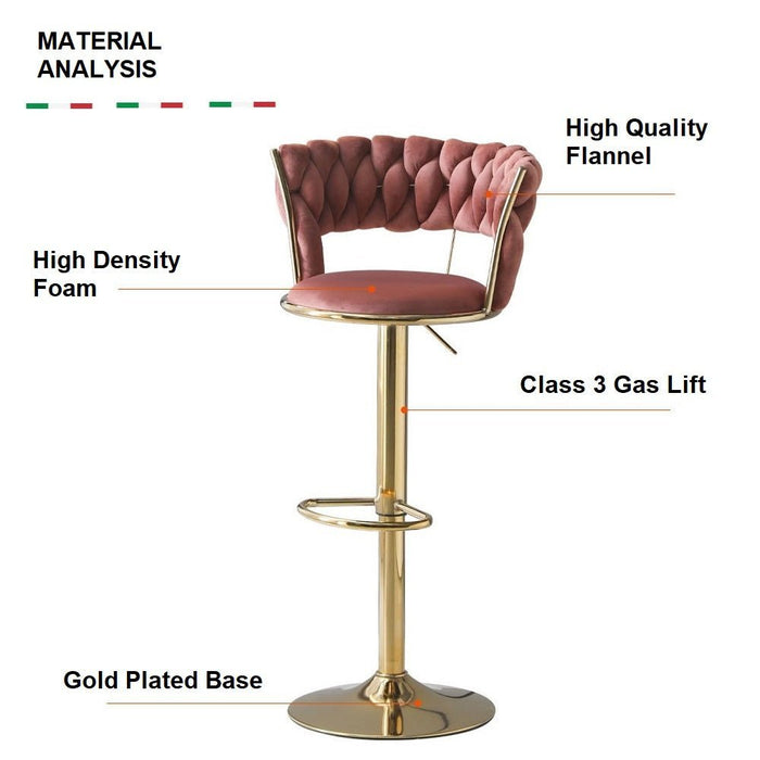 2 x Ivory Velvet Seat Kitchen Breakfast Bar Stools Counter Height Barstools With Back Cushioned Chairs For Home Bar