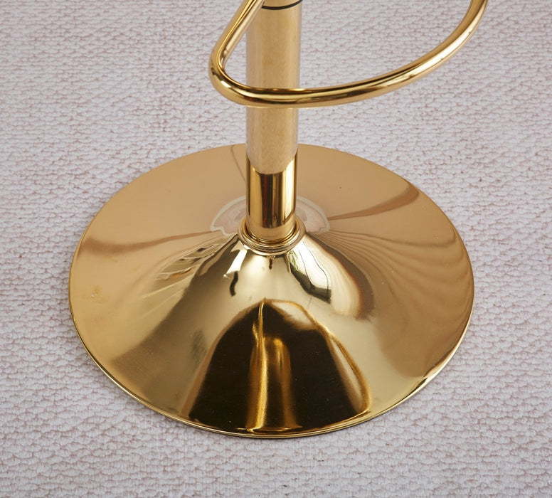 2X Height Adjustable Blue Swivel Bar Stool Velvet Golden Round Base Barstools Chairs