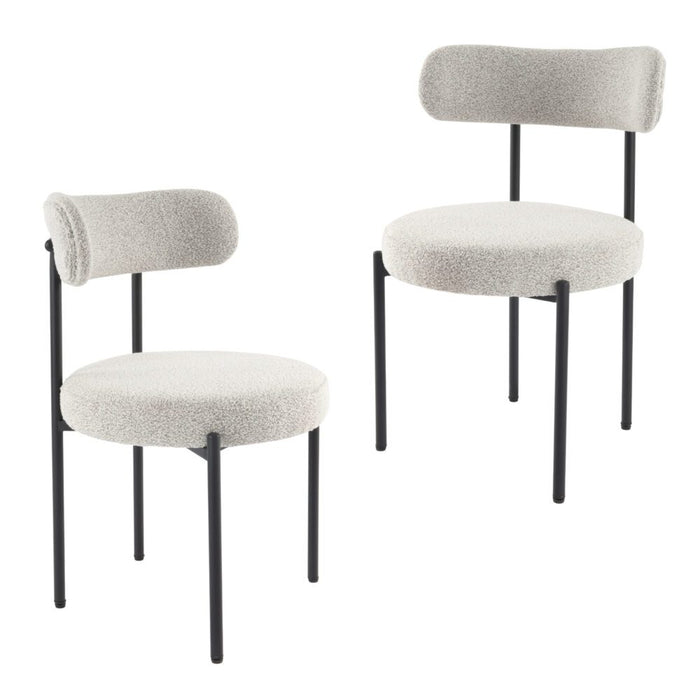 Luxe Boucle Cushioned Elsa Dining Chairs In White Quartz