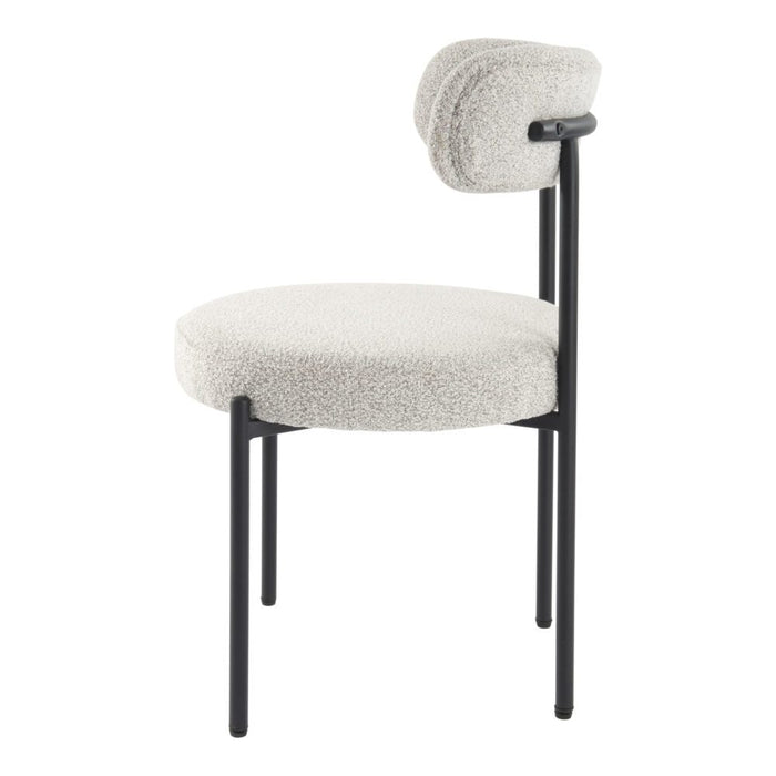 Luxe Boucle Cushioned Elsa Dining Chairs In White Quartz