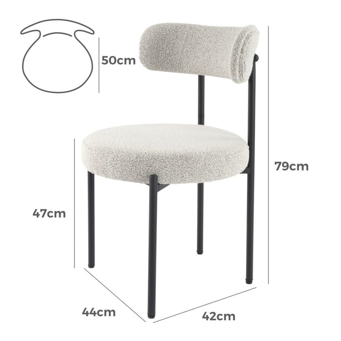 Luxe Boucle Cushioned Elsa Dining Chairs In White Quartz