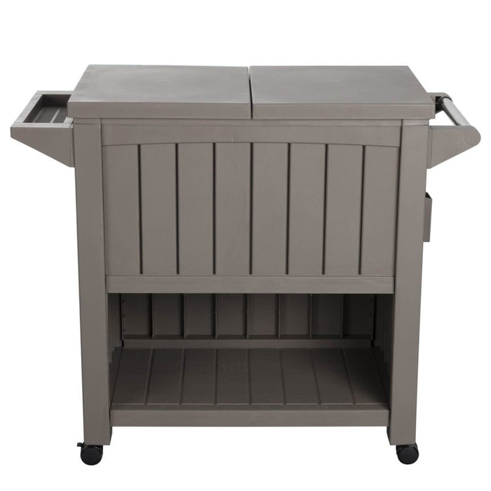 Garden Bar Serving Cart With Cooler Taupe