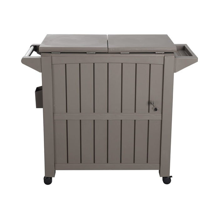 Garden Bar Serving Cart With Cooler Taupe