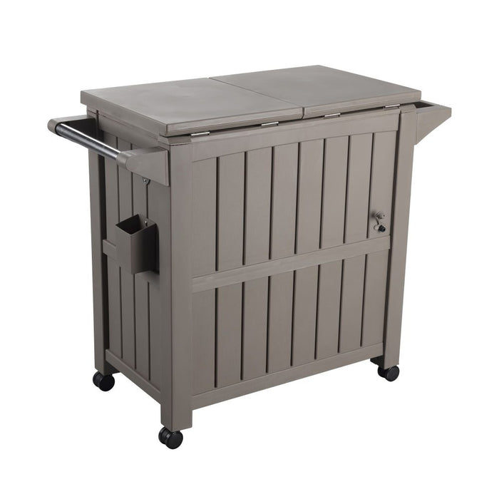 Garden Bar Serving Cart With Cooler Taupe