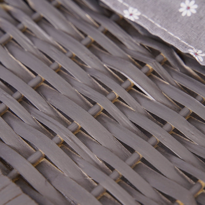 Grey Bedside Table With Wicker Basket