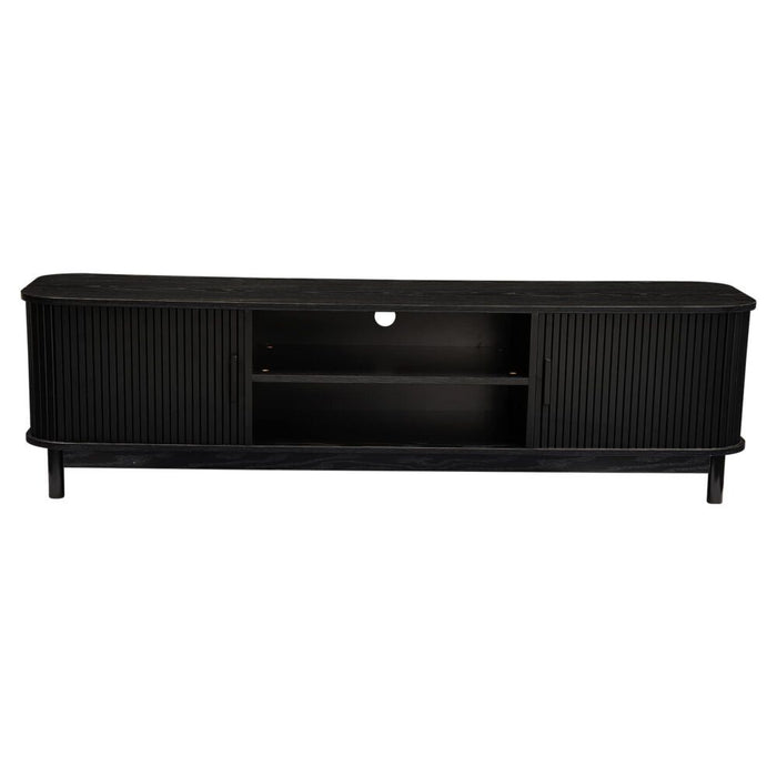 160Cm Ribbed Black Entertainment Unit