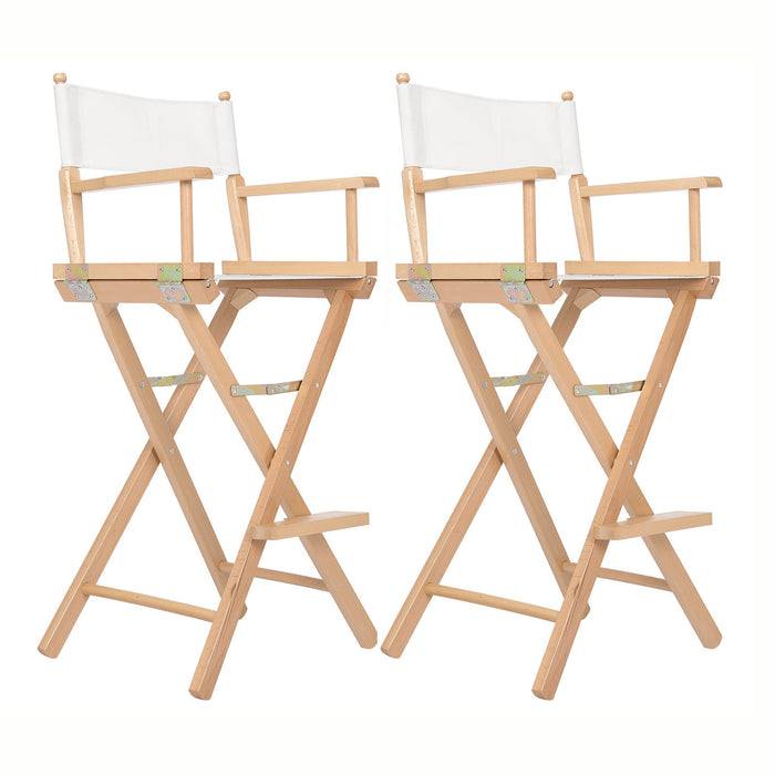 2X Director Movie Folding Tall Chair 76Cm Beech Wood Humor