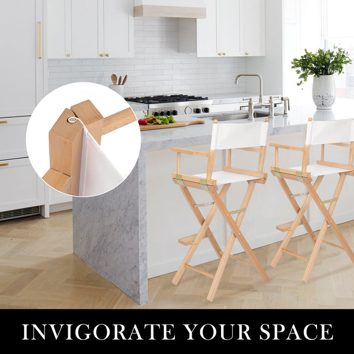 2X Director Movie Folding Tall Chair 76Cm Beech Wood Humor