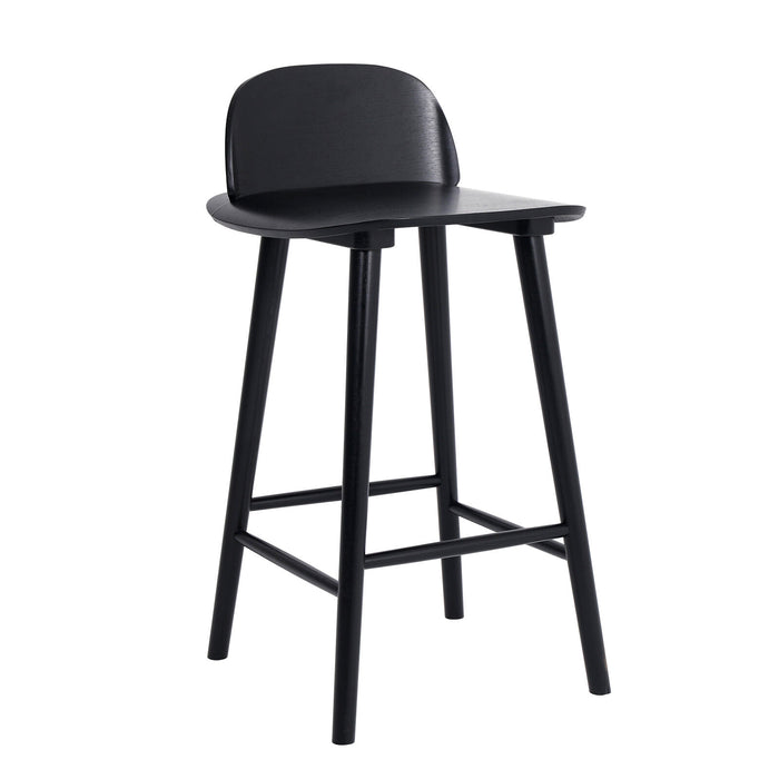 Wooden Bar Stool Dining Chair Ash Wood Elise 65Cm Black