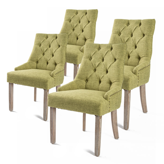 4X French Provincial Dining Chair Oak Leg Amour Green