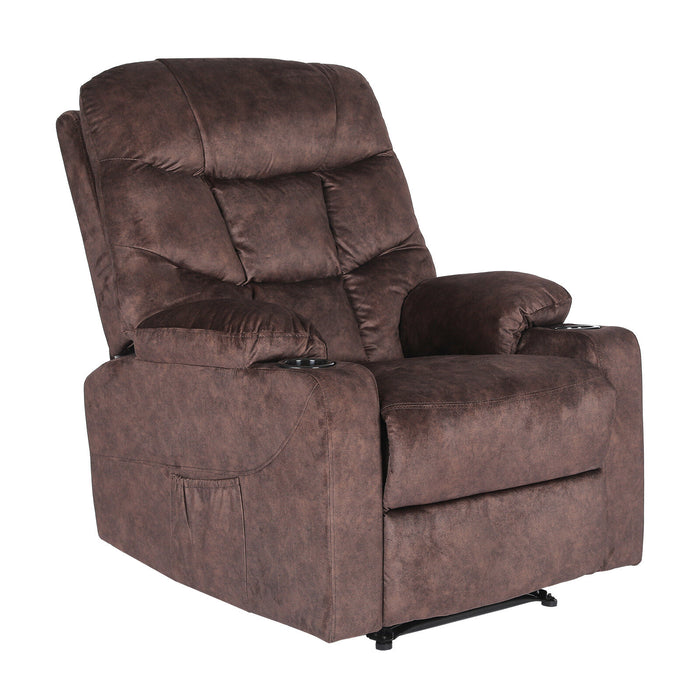 8-Point Electric Massage Recliner Chair - Leathaire Lounge Sofa Armchair Avery Brown
