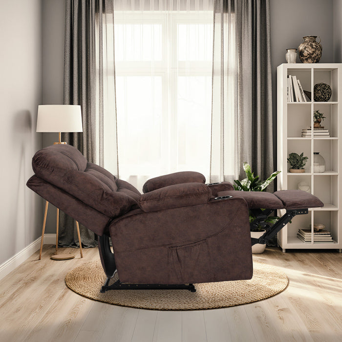 8-Point Electric Massage Recliner Chair - Leathaire Lounge Sofa Armchair Avery Brown