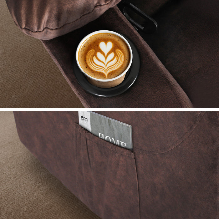 8-Point Electric Massage Recliner Chair - Leathaire Lounge Sofa Armchair Avery Brown