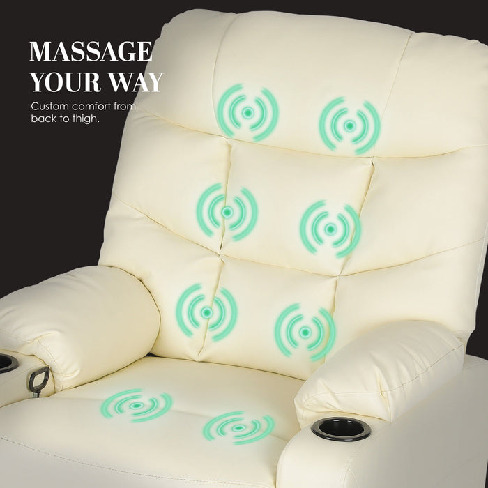 8-Point Electric Massage Recliner Chair - Pu Leather Lounge Sofa Armchair Arleen Beige
