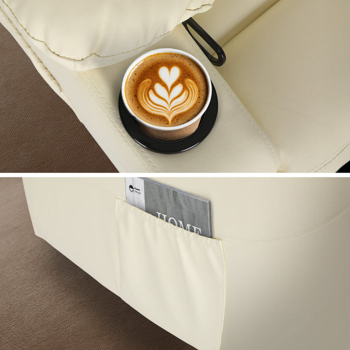 8-Point Electric Massage Recliner Chair - Pu Leather Lounge Sofa Armchair Arleen Beige