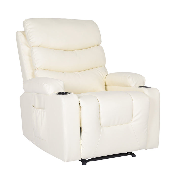 8-Point Electric Massage Recliner Chair - Pu Leather Lounge Sofa Armchair Celina Cream