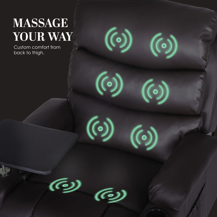 8-Point Electric Massage Recliner Chair - Pu Leather Electric Lounge Sofa Armchair Harlow Brown