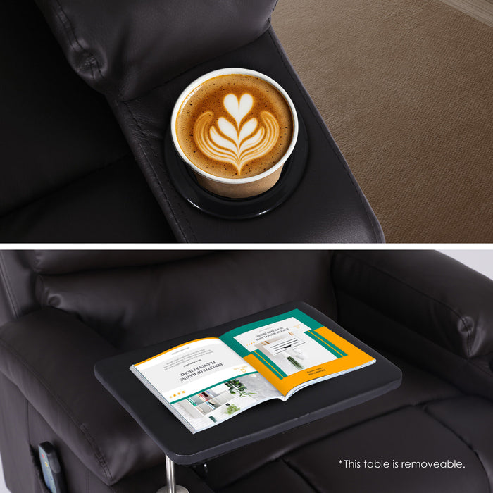 8-Point Electric Massage Recliner Chair - Pu Leather Electric Lounge Sofa Armchair Harlow Brown