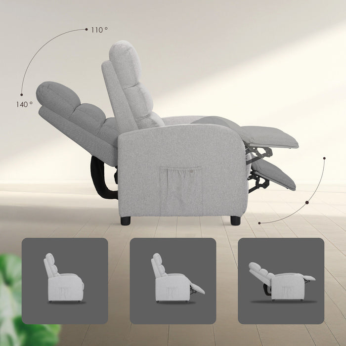 Home Recliner Chair - Linen Fabric Sofa Lounge Armchair Shiloh Grey