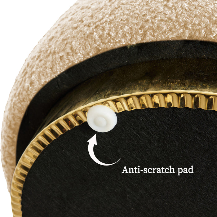 2X Round Stacked Ottoman Stool Teddy Fleece Fabric Foot Rest 38Cm Beige